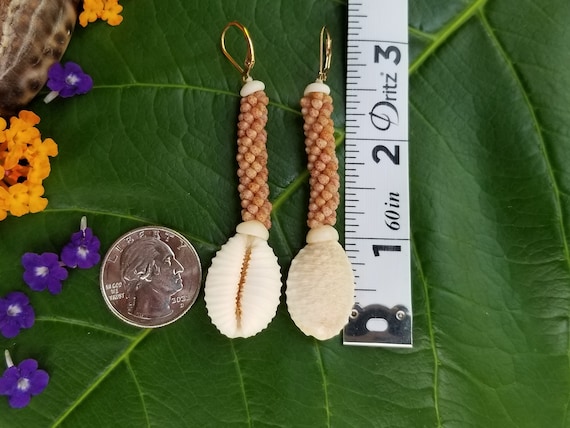 Granulate Cowrie Shell Earrings Kauai Kahelelani Shell Earrings Eco Friendly Island Earrings Authentic Kauai Kahelelani Shells Rare Shells