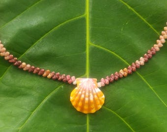 Sunrise Shell Lei: Kauai Kahelelani Shells, Sunrise Shell, Puka Shells, Hawaii Shells Beach Jewelry, Eco-Friendly Collected Rare Shells