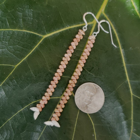 Kahelelani Shell Earrings: 2.75' Inch, Sterling Silver, Hawaiian Shell Jewelry, Shells Earrings, Kauai Niihau Shell Earrings, Rare Shells