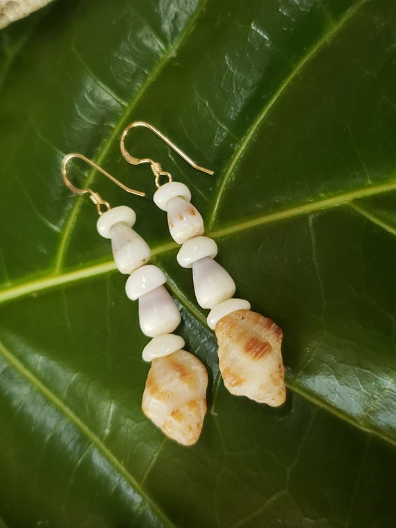 Drupe Shell Earrings Puka Shell Earrings Hawaiian Shell Jewelry Kauai Shells Eco Friendly Collected Shells Island Jewelry Rare Shells