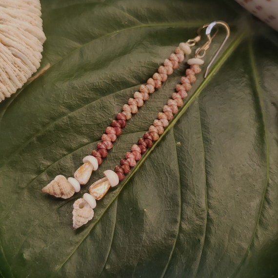 Shell Earrings Kahelelani Shell Earrings Hawaiian Tiny Triton Shells Kauai Eco Friendly Collected Shells Purple Gyre Triton Shells RareShell