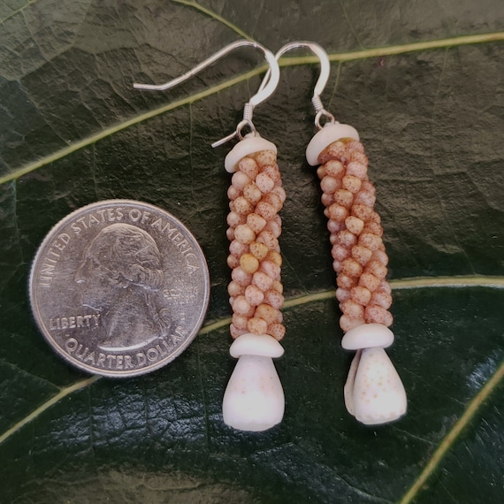 Hawaiian Shell Earrings Kauai Kahelelani Shell Earrings Natural Art Eco Friendly Island Earrings Authentic Kauai Kahelelani Rare Shells