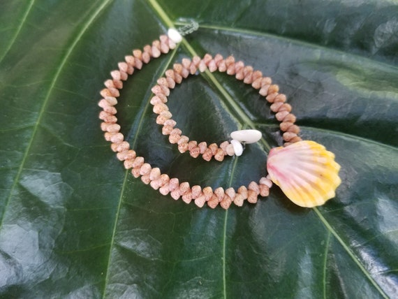 Kahalelani Shell Sunrise Shell Puka Shell Anklet Natural Shell Jewelry Hawaii Jewelry Kauai Kahelelani Shell Jewelry Niihau Shell Rare Shell