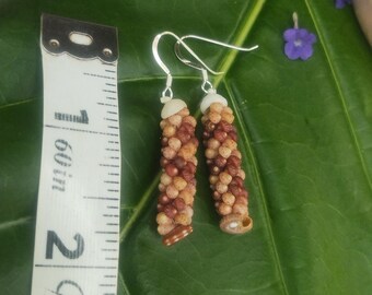 Kahelelani Shell Earrings: Kahelelani Shells, Sundail Shells, Puka Shells, Sterling Silver, 50lb Nylon String, Hawaiian Shell Jewelry, Kauai