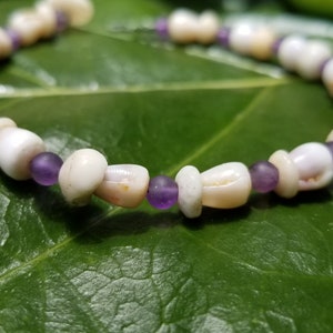 Amethyst Anklet Hawaiian Puka Shell Jewelry Puka Shell Beach Anklet Kauai Puka Shell Anklet Seashell Jewelry Amethyst Jewelry Amethyst