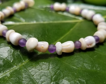 Amethyst Anklet Hawaiian Puka Shell Jewelry Puka Shell Beach Anklet Kauai Puka Shell Anklet Seashell Jewelry Amethyst Jewelry Amethyst