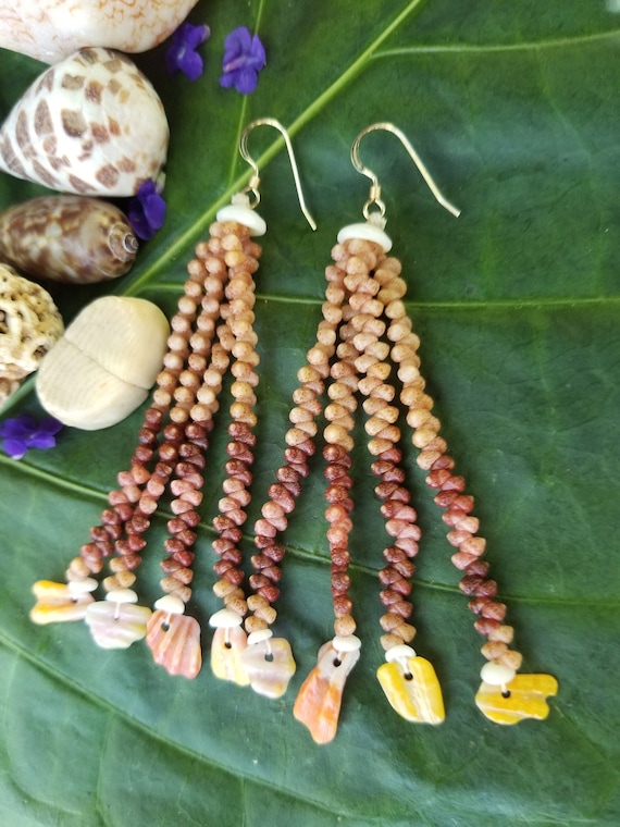 Sunrise Shell Chip Earrings Kahelelani Shell Earrings Hawaiian Shell Jewelry Kauai Eco Friendly Collected Kauai Shells Beach Earrings