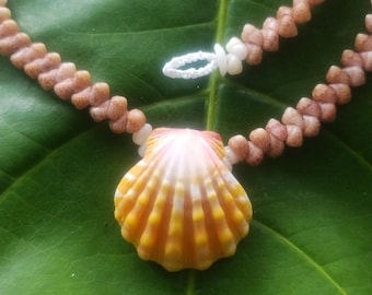 Sunrise Shell Lei: Kauai Kahelelani Shells, Sunrise Shell, Puka Shells, Hawaii Shells Beach Jewelry, Eco-Friendly Collected Rare Shells