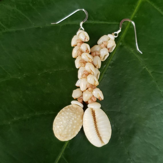 Shell Earrings Kauai Granulate Cowrie Shell Earrings Hawaiian Shell Earring Momi Shells Kahelelani Shells Kauai Beach Shell Hawaiian Shells