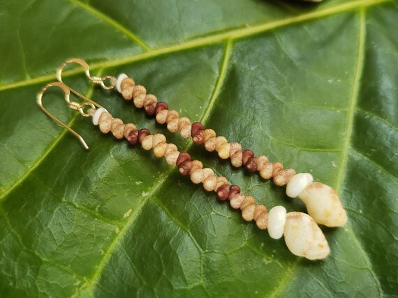 Shell Earrings Kahelelani Shell Earrings Hawaiian Shell Jewelry Kauai Eco Friendly Collected Kauai Shells Island Jewelry Beach Earrings
