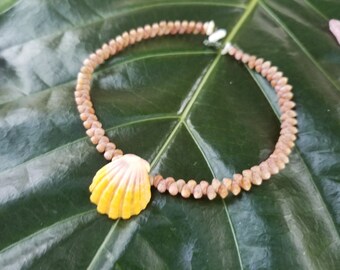 Kahalelani Shell Sunrise Shell Puka Shell Anklet Beach Anklet Natural Shell Jewelry Hawaii Jewelry Kauai Kahelelani Shell Niihau Shell