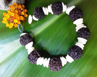 Puka Shell Anklet Hawaiian Radrasha Seed Anklet Kauai Puka Shell Anklet Seashell Jewelry Eco Friendly Anklet Puka Shells Radrasha Anklet