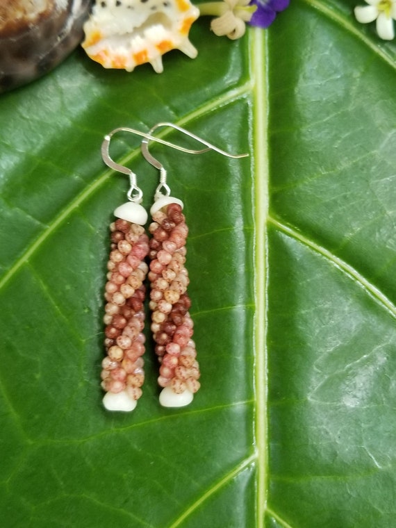 Shell Earrings Kahelelani Shell Earrings Hawaiian Shell Jewelry Kauai Eco Friendly Collected Kauai Shells Island Jewelry Beach Earrings