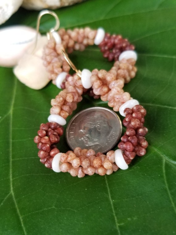 Seashell Earrings Kauai Kahelelani Earrings Hoop Earrings Authentic Kauai Kahalelani Shells Jewelry Hoop Earrings Kahelelani Niihau Shell