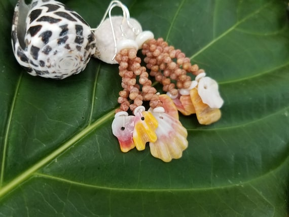 Sunrise Shell Chip Earrings Kahelelani Shell Earrings Hawaiian Shell Jewelry Kauai Eco Friendly Collected Kauai Shells Beach Earrings