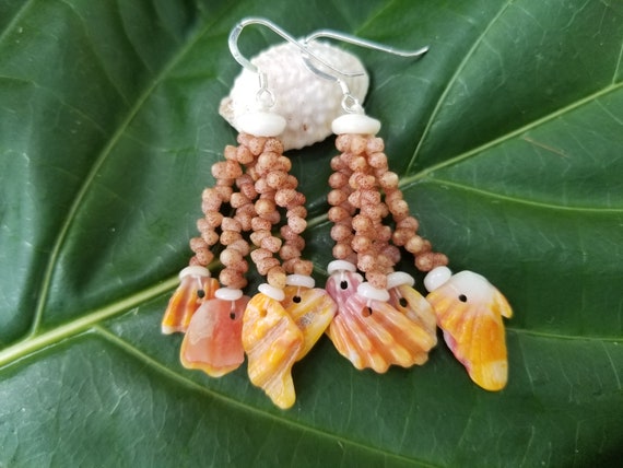 Sunrise Shell Chip Earrings Kahelelani Shell Earrings Hawaiian Shell Jewelry Kauai Eco Friendly Collected Kauai Shells Beach Earrings