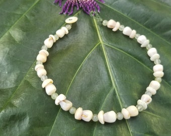 Jade Anklet Hawaiian Puka Shell Anklet Hawaii Puka Shell Jewelry Beach Anklet Kauai Puka Shell Anklet Jewelry Jade Jewelry Green Jade Anklet