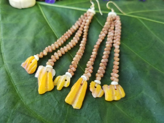 Sunrise Shell Chip Earrings Kahelelani Shell Earrings Hawaiian Shell Jewelry Kauai Eco Friendly Collected Kauai Shells Beach Earrings