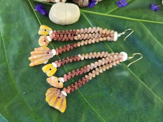 Sunrise Shell Chip Earrings Kahelelani Shell Earrings Hawaiian Shell Jewelry Kauai Eco Friendly Collected Kauai Shells Beach Earrings