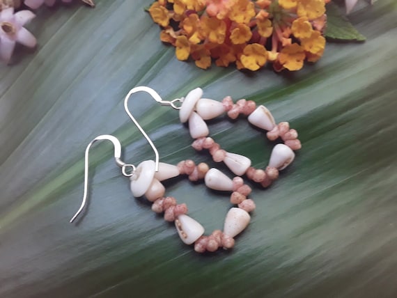 Kahelelani Shell Earrings: Kahelelani Shells, Dwarf Cone Shells, Puka Shells, Sterling Silver, Rare Hawaiian Shells