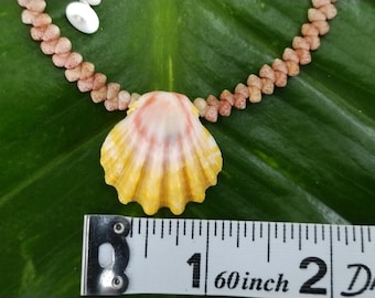 Sunrise Shell Anklet: 10.25' inch, Puka Shell Clasp, Kahelelani Shells, Natural Shell Jewelry, Hawaiian Jewelry