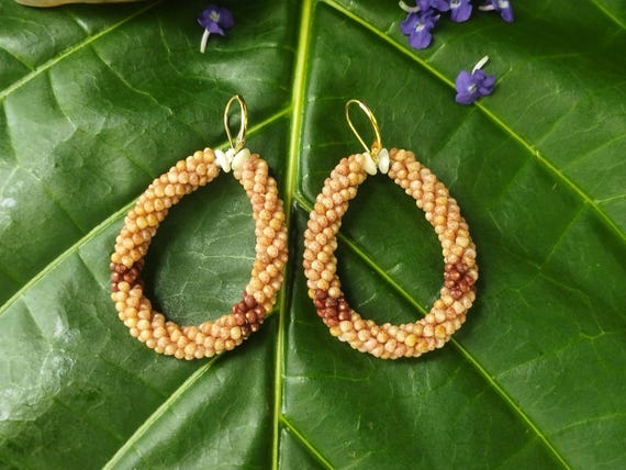 Kahelelani Shell Earrings Puka Shell Earrings Island Authentic Kauai Jewelry-Eco Freindly Collected-Island Stlye Earrings Hoop earrings