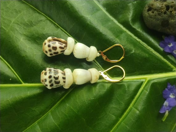 Puka Shell Earrings Kauai Beach Earrings Kauai Beach Jewelry Eco Friendly Collected Shells Mermaids Tears Surfer Puka Shell Earrings