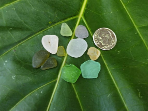 Kauai Sea Glass: 10 - Peices of Sea Glass, Green Sea Glass, Kauai Beach Sea Glass, Beach Sea Glass, Jewelry Sea Glass, Ocean Sea Glass