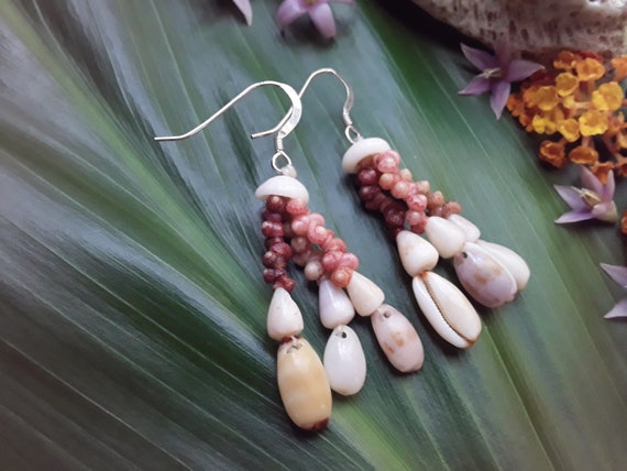 Sea Shell Earrings Shells Rare Hawaiian Shell Jewelry Kaua Shells Cowrie Shell Earrings Kauai Mermaids Earrings Kahelelani Shell Jewelry
