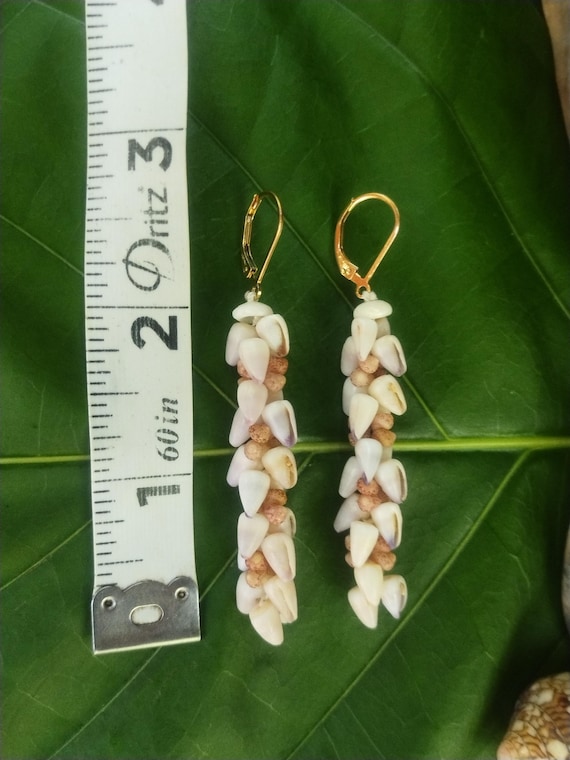 Shell Earrings Kahelelani Shell Earrings Hawaiian Shell Jewelry Kauai Eco Friendly Collected Kauai Shells Island Jewelry Beach Earrings