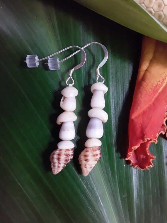 Shell Earrings SeaShell Earrings Hawaiian Shell Jewelry Kauai Jewelry Eco Friendly Collected Kauai Shells Island Jewelry Puka Shells Rare