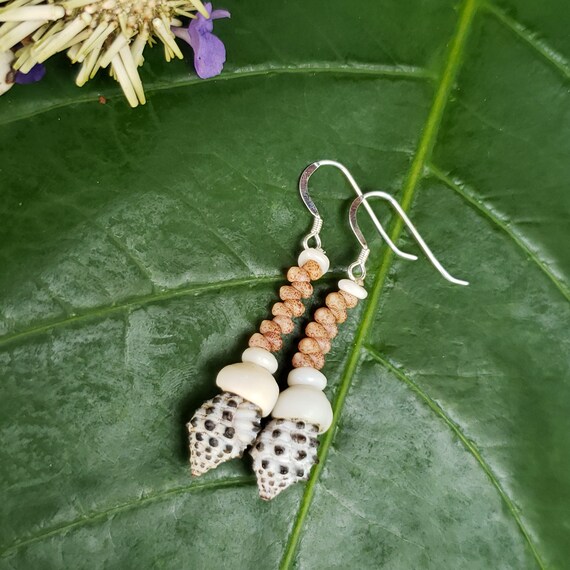 Shell Earrings Kahelelani Shell Earrings Hawaiian Shell Jewelry Kauai Eco Friendly Collected Kauai Shells Island Jewelry Beach Earrings