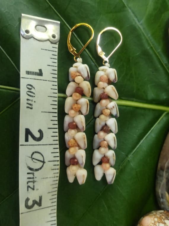 Shell Earrings Kahelelani Shell Earrings Hawaiian Shell Jewelry Kauai Eco Friendly Collected Kauai Shells Island Jewelry Beach Earrings