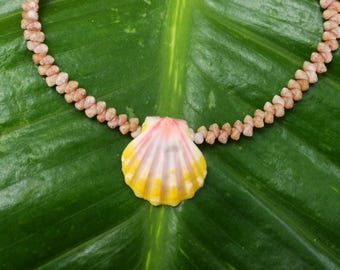 Sunrise Shell Anklet: 9.' inch, Puka Shell Clasp, Kahelelani Shells, Natural Shell Jewelry, Hawaiian Jewelry