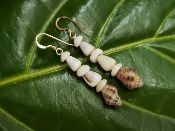 Drupe Shell Earrings Puka Shell Earrings Hawaiian Shell Jewelry Kauai Shells Eco Friendly Collected Shells Island Jewelry Rare Shells