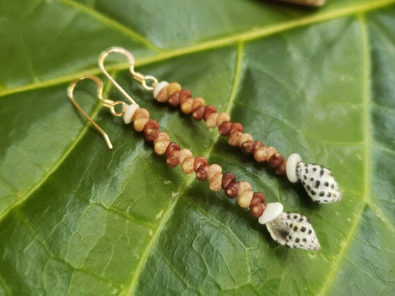 Shell Earrings Kahelelani Shell Earrings Hawaiian Shell Jewelry Kauai Eco Friendly Collected Kauai Shells Island Jewelry Beach Earrings