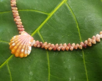 Sunrise Shell Lei: Kauai Kahelelani Shells, Sunrise Shell, Puka Shells, Hawaii Shells Beach Jewelry, Eco-Friendly Collected Rare Shells