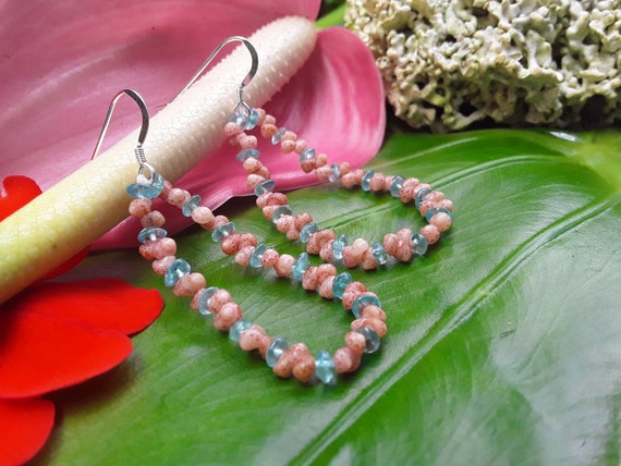 Apatite Earrings Apatite Kahelelani Shell Earrings Ni'ihau Shell Earrings Hawaii Shell Jewelry Kauai Island Jewelry Hoop Earrings Shell