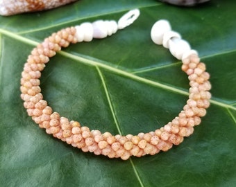 Kahelelani Shell Bracelet - Kauai Beach Jewelry Kauai Shells Rare Kauai Made Hawaiian Style-Eco Freindly Gathered Shell Jewelry Rare Shells