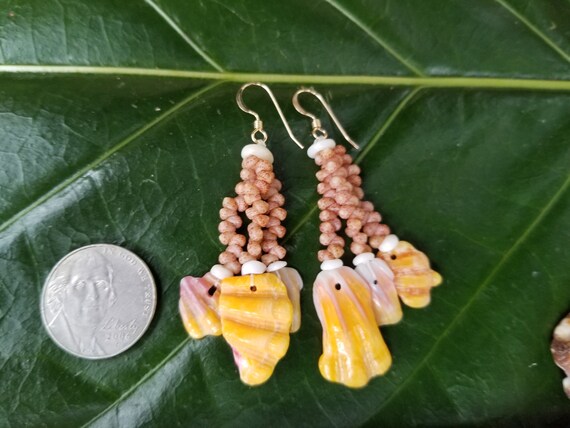 Sunrise Shell Chip Earrings Kahelelani Shell Earrings Hawaiian Shell Jewelry Kauai Eco Friendly Collected Kauai Shells Beach Earrings