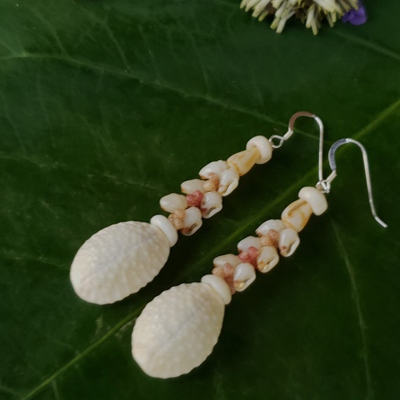 Momi Shell Earrings Kauai Granulate Cowry Shells Hawaiian Momi Shell Earrings Momi Shells Kahelelani Shells Kauai Beach Shell Hawaiian Shell