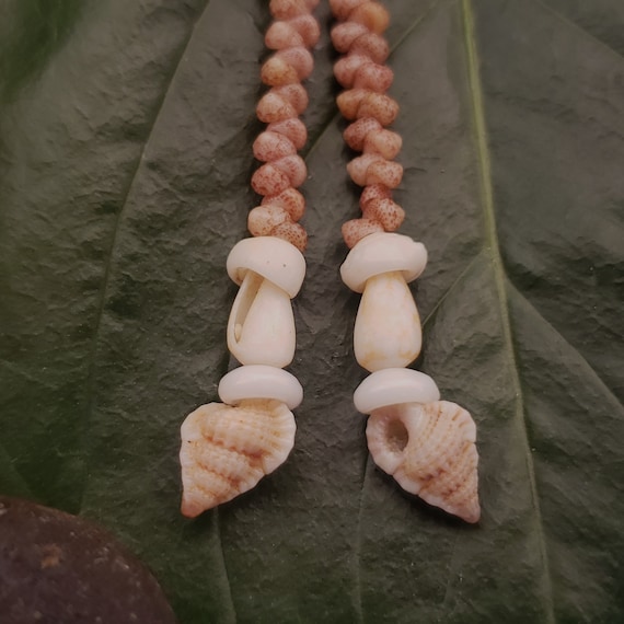 Shell Earrings Kahelelani Shell Earrings Hawaiian Tiny Triton Shells Kauai Eco Friendly Collected Shells Purple Gyre Triton Shells RareShell