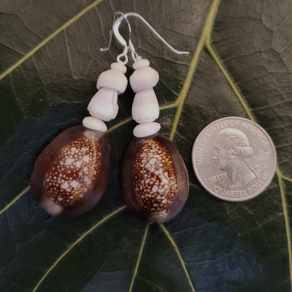 Puka Shell Earrings Hawaiian Cowrie Jewelry Eco Friendly Collected Snake Head Cowrie Shells Kauai Mermaids Puka Shell Jewelry Puka Shell