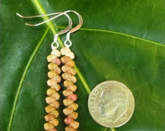 Kahelelani Shell Earrings: Kahelelani Shells, Puka Shells, Sterling silver, 50lb Nylon String Hawaiian Shell Jewelry, Niihau Shell Jewelry