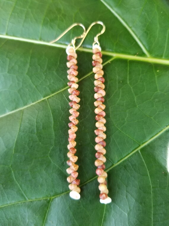 Shell Earrings Kahelelani Shell Earrings Hawaiian Shell Jewelry Kauai Eco Friendly Collected Kauai Shells Island Jewelry Beach Earrings