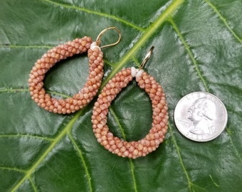 Kahelelani Shell Hoop Earrings: Kauai Island Style, 14kt Gold Filled
