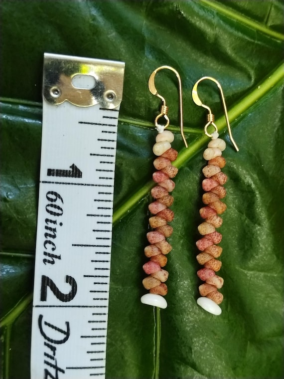 Kahelelani Shell Earrings: 14kt Gold Filled, Hawaiian Shell Jewelry, Kauai Eco Friendly ,Island Jewelry, Beach Earrings