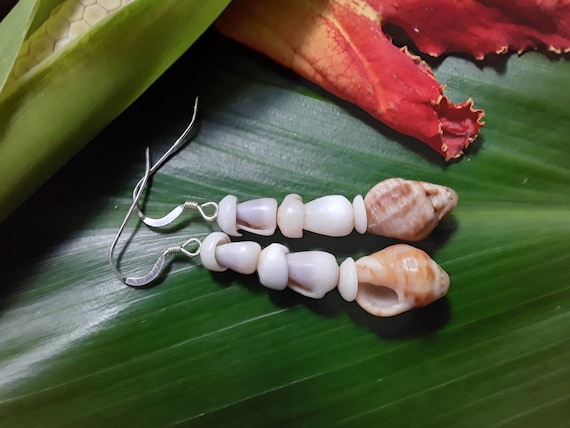 Shell Earrings SeaShell Earrings Hawaiian Drupe Shells Kauai Jewelry Eco Friendly Collected Kauai Shells Jewelry Puka Shells Murex Shell
