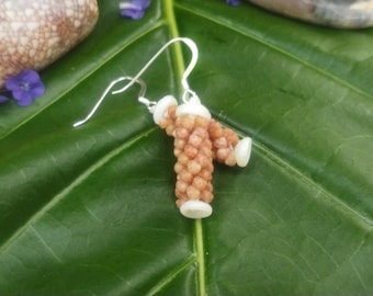 Shell Earrings Kahelelani: Kahelelani Shells, Puka Shells, 50lb Nylon String, Sterling Silver, Rare Hawaiian Shell Earrings