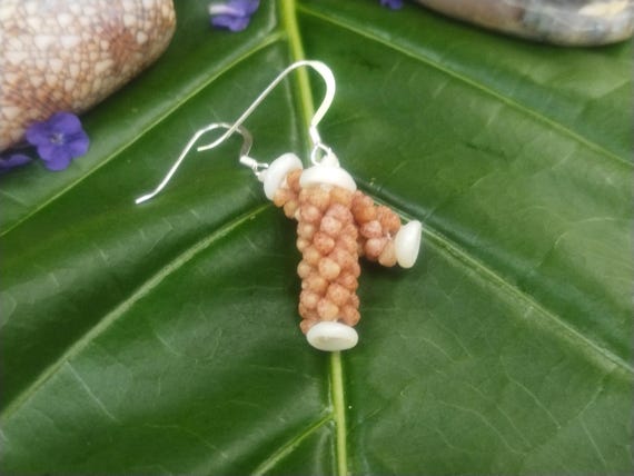 Shell Earrings Kahelelani: Kahelelani Shells, Puka Shells, 50lb Nylon String, Sterling Silver, Rare Hawaiian Shell Earrings